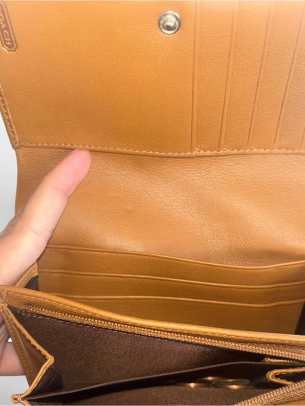 Coach Two-Tone Buckle Wallet in Tan and Black - Picture 4 of 5